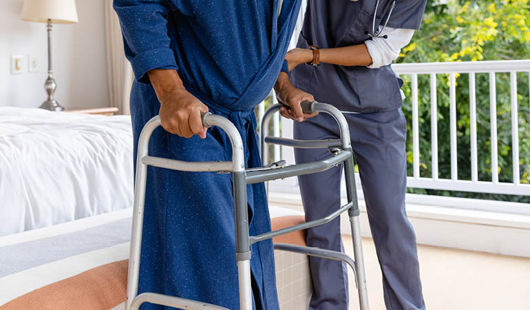 A serene outdoor garden designed for tranquility and reflection at a Luxury elder living with Palliative Care specialist in India facility.